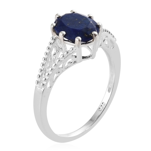 Lapis Lazuli Sterling Silver Split Shank Ring - Picture 5 of 6